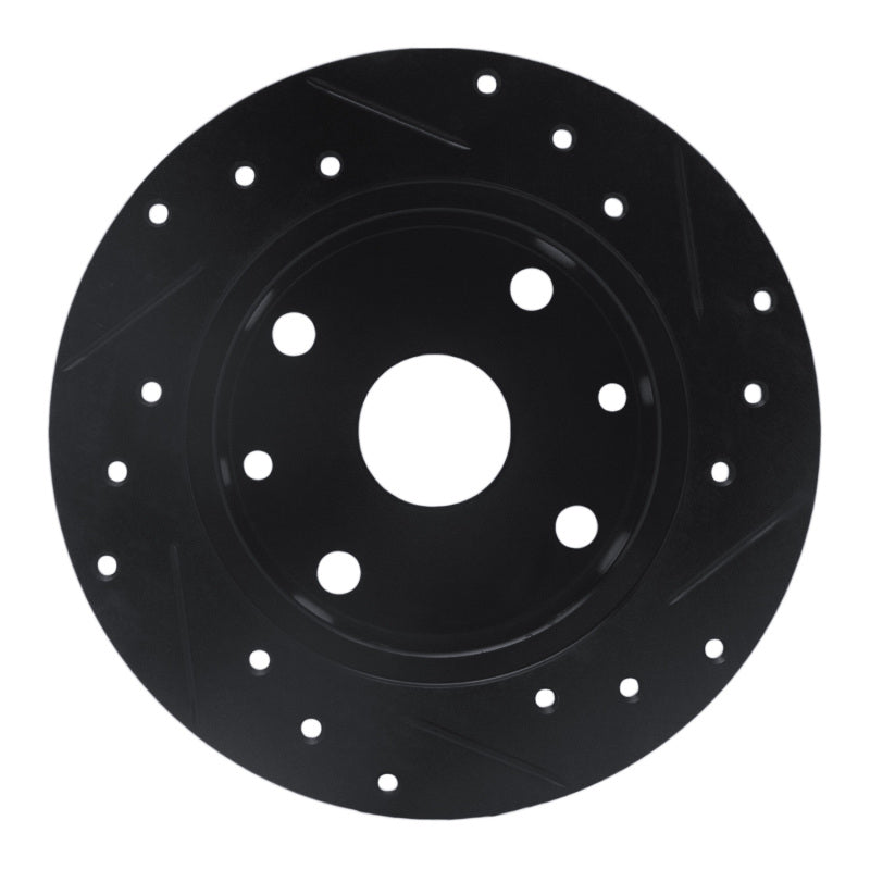 R1 Concepts R1 81-85 Mazda RX-7 Rear Left Drilled & Slotted Black Brake Rotor