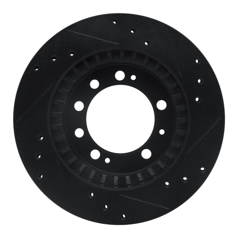 R1 Concepts R1 83-89 Chrysler Conquest Rear Left Drilled & Slotted Black Brake Rotor