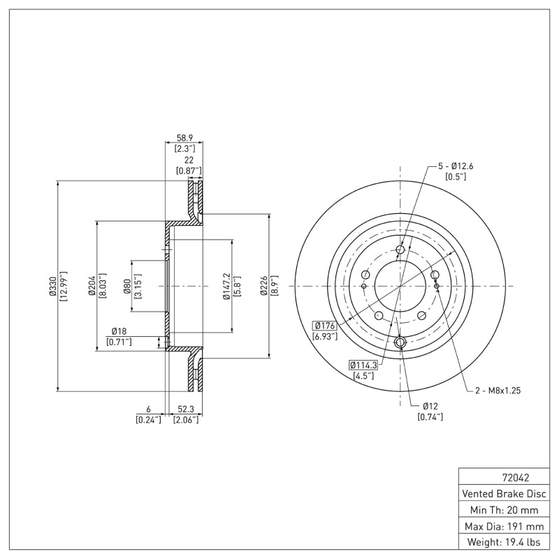 DFC 08-15 Mitsubishi Lancer Rear Brake Rotor