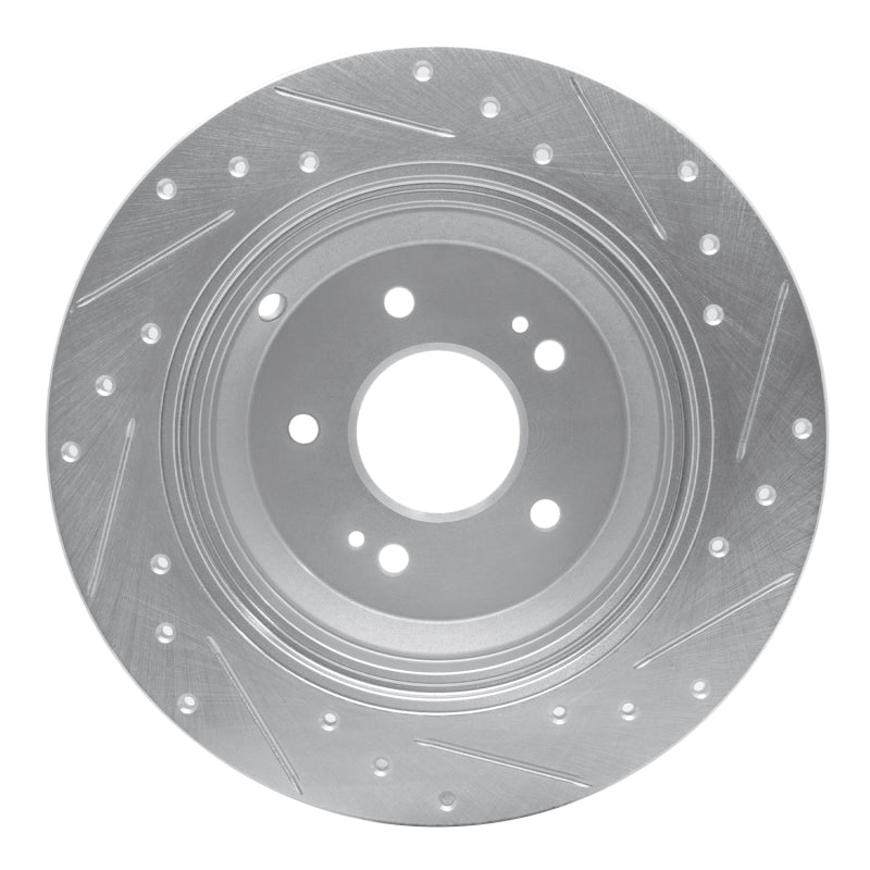 R1 Concepts R1 18-23 Genesis G70 Rear Left Drilled & Slotted Silver Brake Rotor