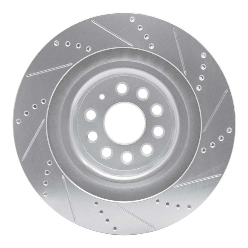R1 Concepts R1 12-21 Tesla Model S Rear Left Drilled & Slotted Silver Brake Rotor