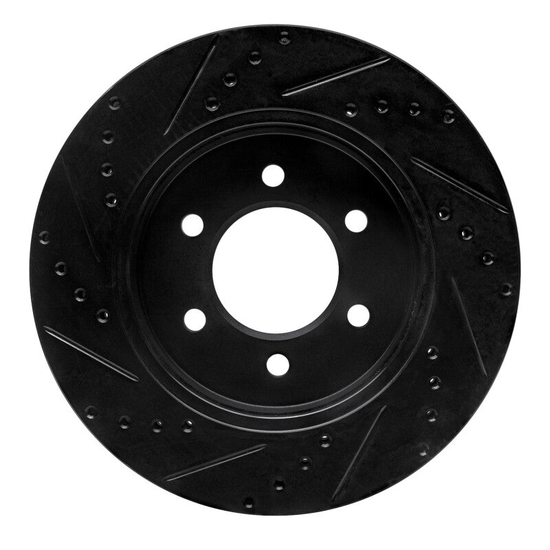 R1 Concepts R1 99-07 Ford E-350 Econoline Club Wagon Rear Right Drilled & Slotted Black Brake Rotor