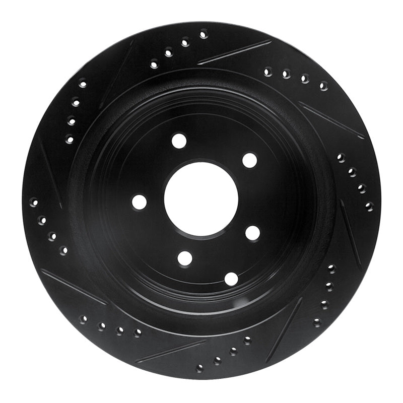 R1 Concepts R1 2003-2024 Infiniti FX37 Rear Right Drilled & Slotted Black Brake Rotor