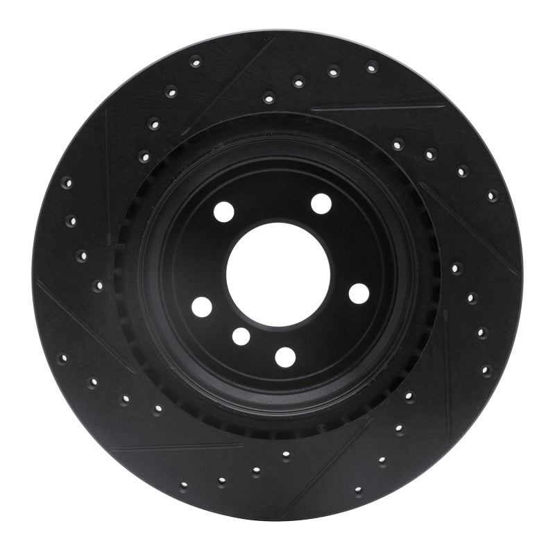 R1 Concepts R1 06-15 BMW 335XI Rear Right Drilled & Slotted Black Brake Rotor