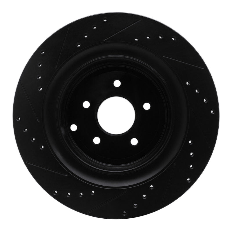 R1 Concepts R1 09-24 Infiniti Q70L Rear Right Drilled & Slotted Black Brake Rotor
