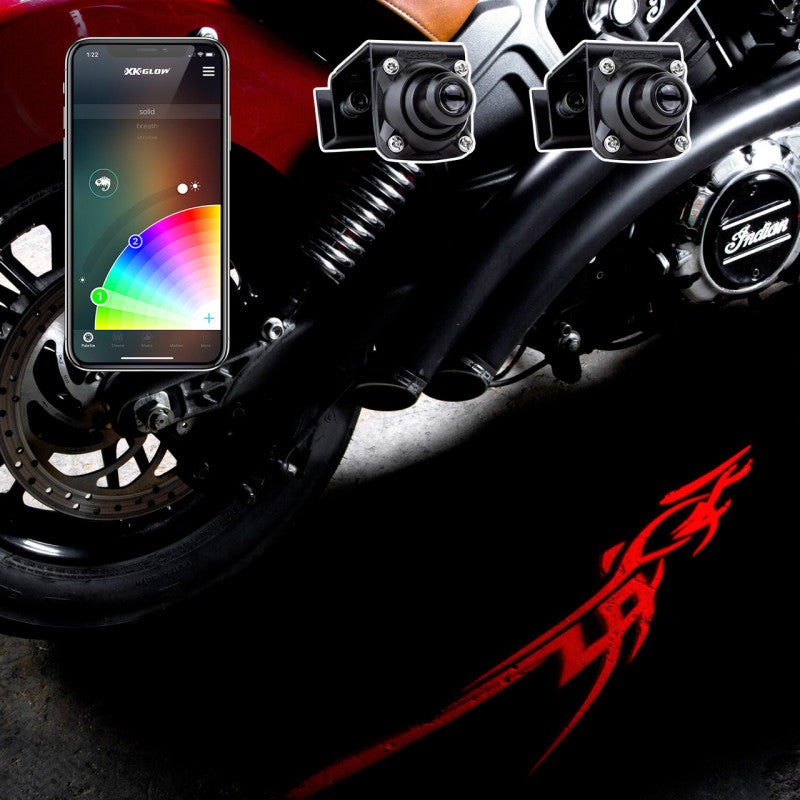 XKGLOW XK Glow Curb FX Bluetooth XKchrome App Waterproof LED Projector Welcome Light Tatoo Style 2pc