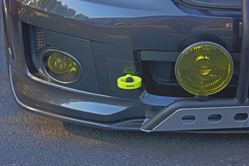 Perrin Performance PERRIN 08-14 Subaru WRX & STI / 08-11 Impreza / 05-09 Legacy Tow Hook Kit (Front) - Neon Yellow