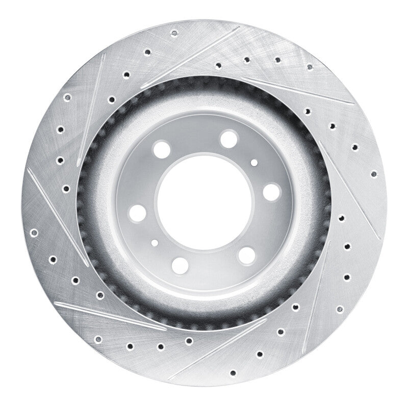 R1 Concepts R1 2022-2025 Lexus LX600 Front Right Drilled & Slotted Silver Brake Rotor