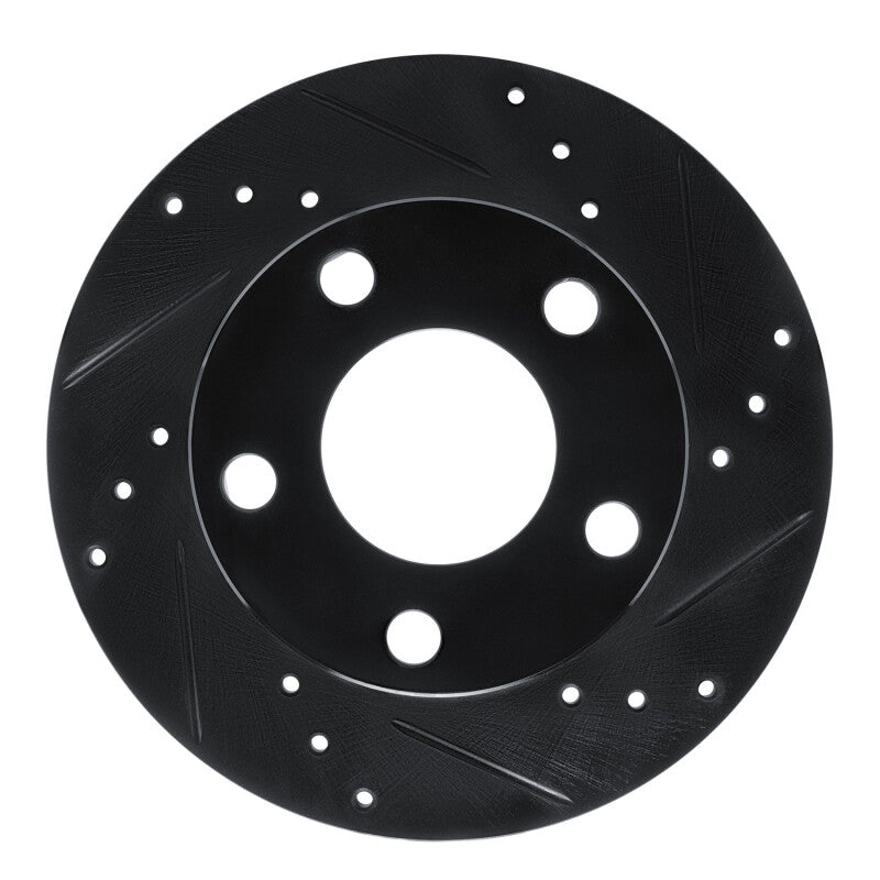 R1 Concepts R1 80-91 Audi 5000S Rear Right Drilled & Slotted Black Brake Rotor