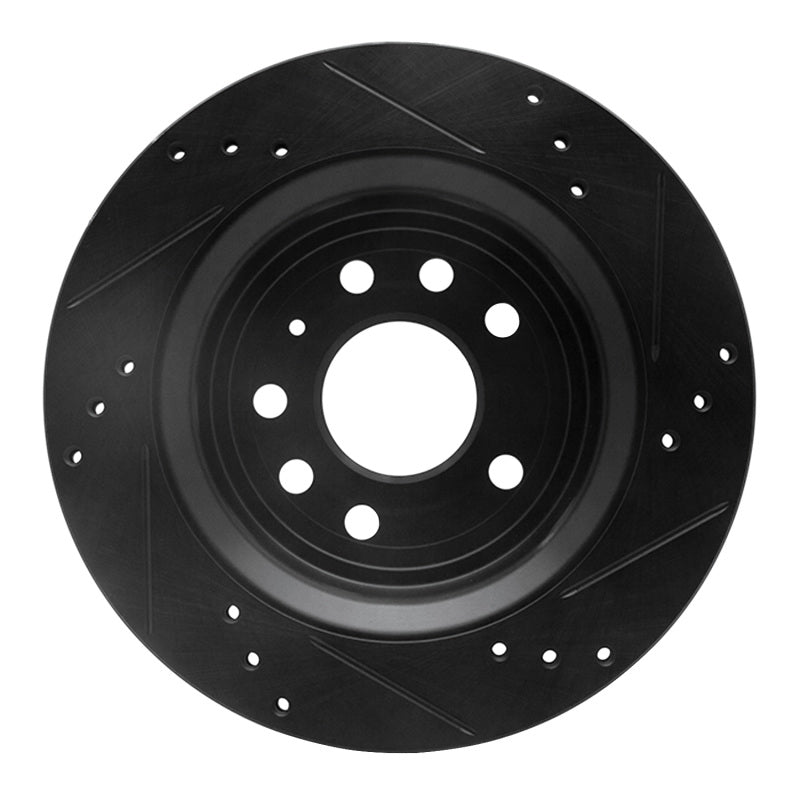 R1 Concepts R1 03-11 Cadillac BLS (Mexico) Rear Left Drilled & Slotted Black Brake Rotor
