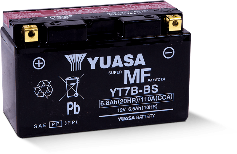Yuasa Battery Yuasa YT7B-BS Maintenance Free AGM 12-Volt Battery w/Bottle
