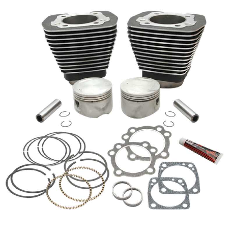 S&S Cycle S&S Cylinder 84-99 BT w/Super Stock Cylinder Heads 89in 3 1/2in Bore Cylinder & Piston Kit - Wblack