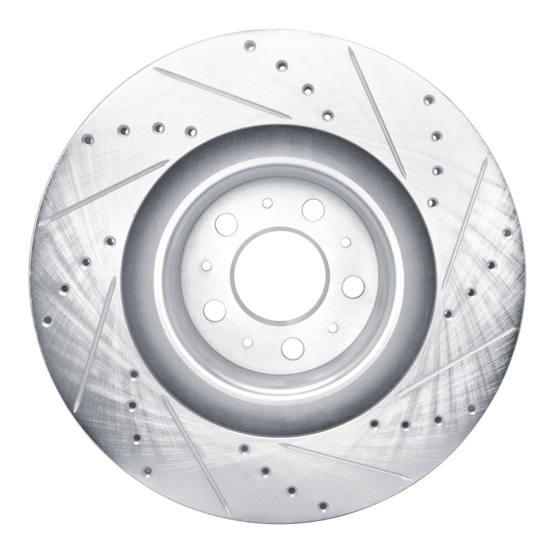 R1 Concepts R1 20-25 Tesla Model Y Front Left Drilled & Slotted Silver Brake Rotor
