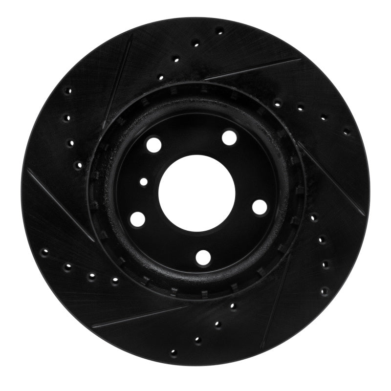 R1 Concepts R1 03-05 Infiniti G35 Front Right Drilled & Slotted Black Brake Rotor