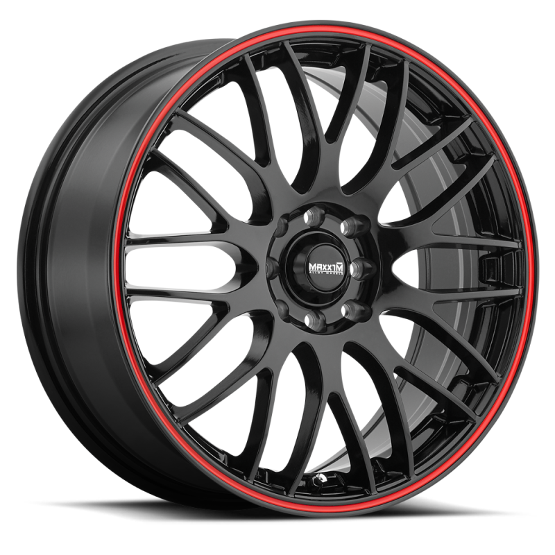 Konig Maxxim Maze 18x7.5 10x100/114.3 ET45 Black/Red Stripe