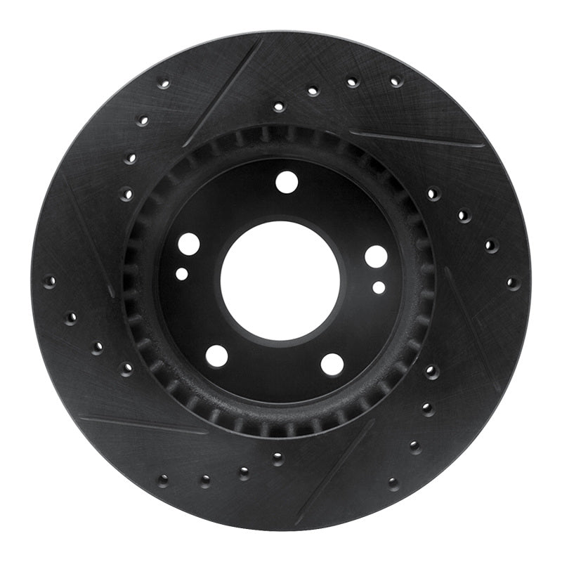 R1 Concepts R1 07-10 Hyundai Elantra Front Right Drilled & Slotted Black Brake Rotor