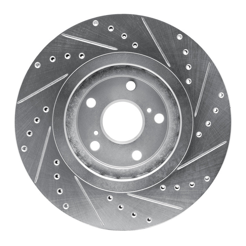 R1 Concepts R1 08-21 Lexus NX200T Front Left Drilled & Slotted Silver Brake Rotor