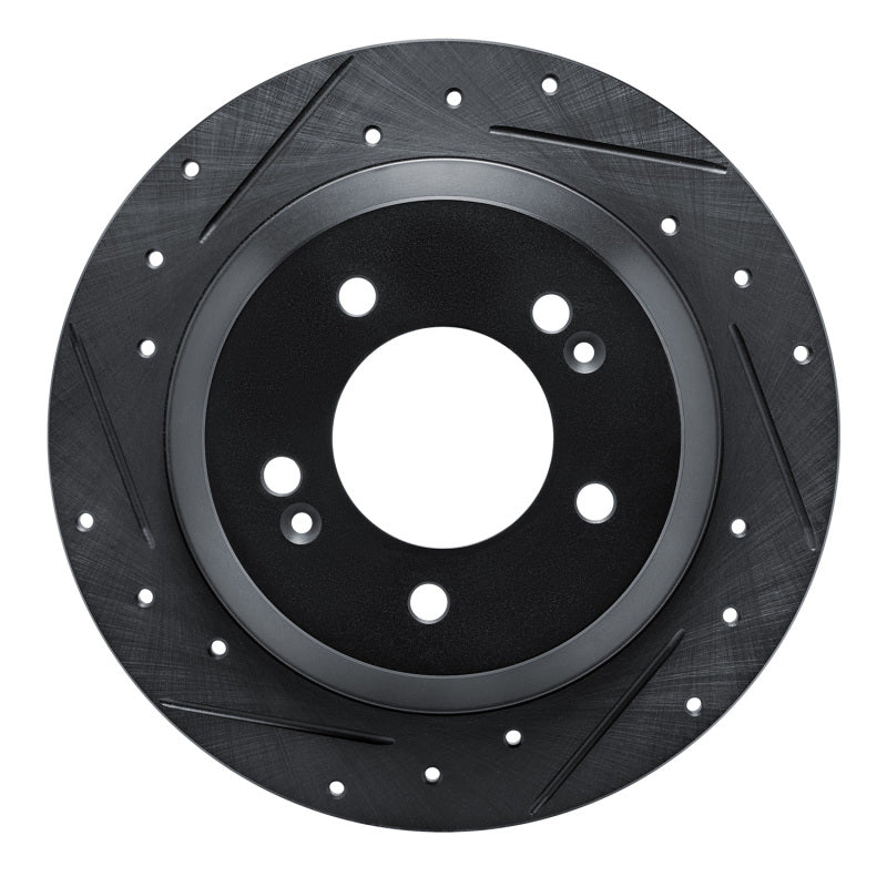 R1 Concepts R1 14-23 Hyundai Kona Rear Left Drilled & Slotted Black Brake Rotor