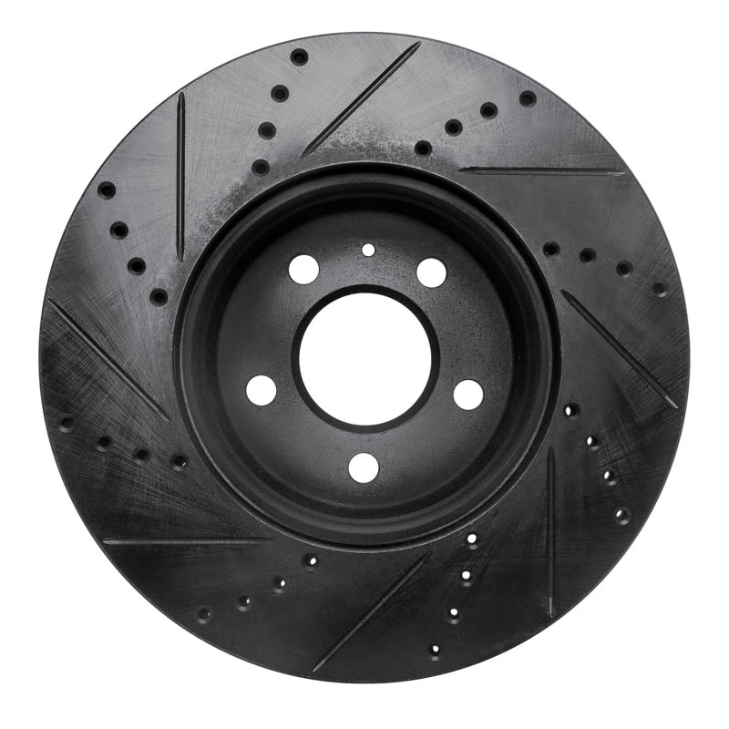 R1 Concepts R1 08-25 Audi A4 Quattro Front Right Drilled & Slotted Black Brake Rotor
