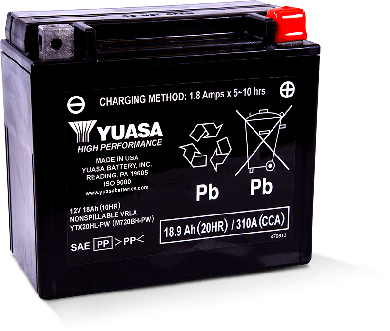 Yuasa Battery Yuasa YTX20HL-PW Maintenance Free AGM 12-Volt Battery
