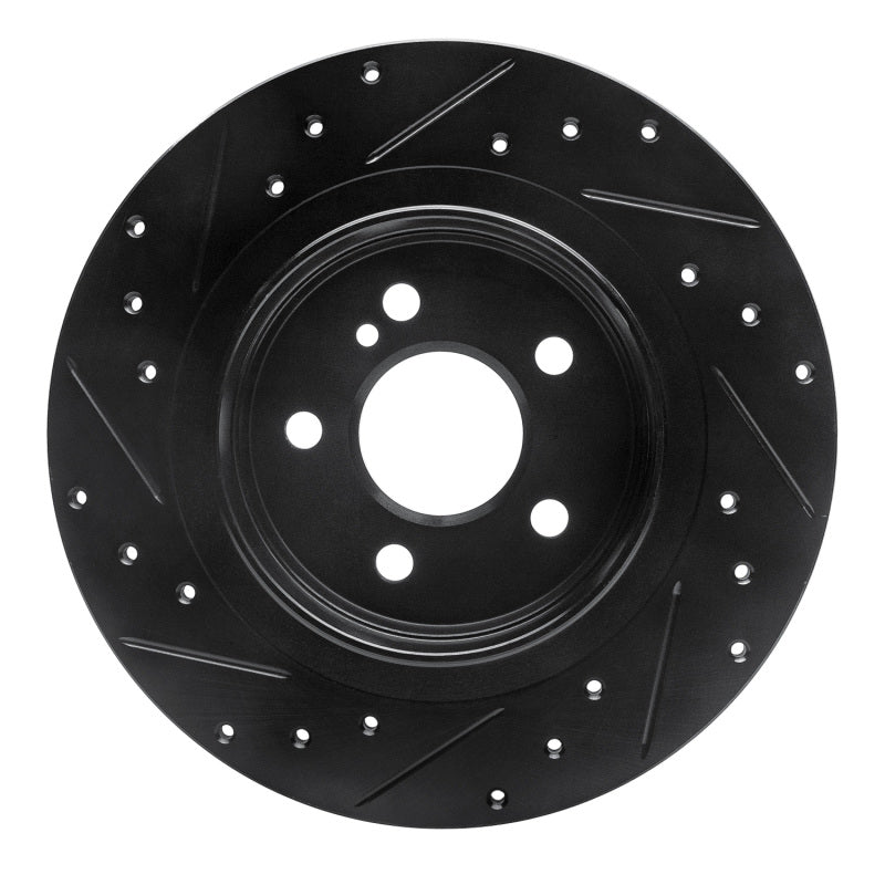 R1 Concepts R1 08-15 Mercedes-Benz C300 Sedan Rear Right Drilled & Slotted Black Brake Rotor