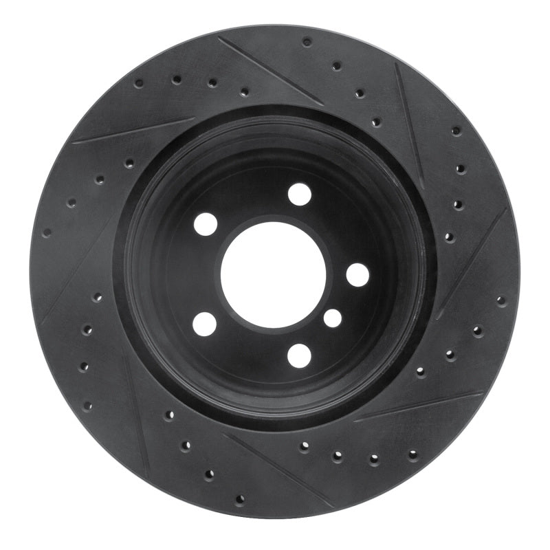 R1 Concepts R1 07-19 BMW X5 Rear Left Drilled & Slotted Black Brake Rotor