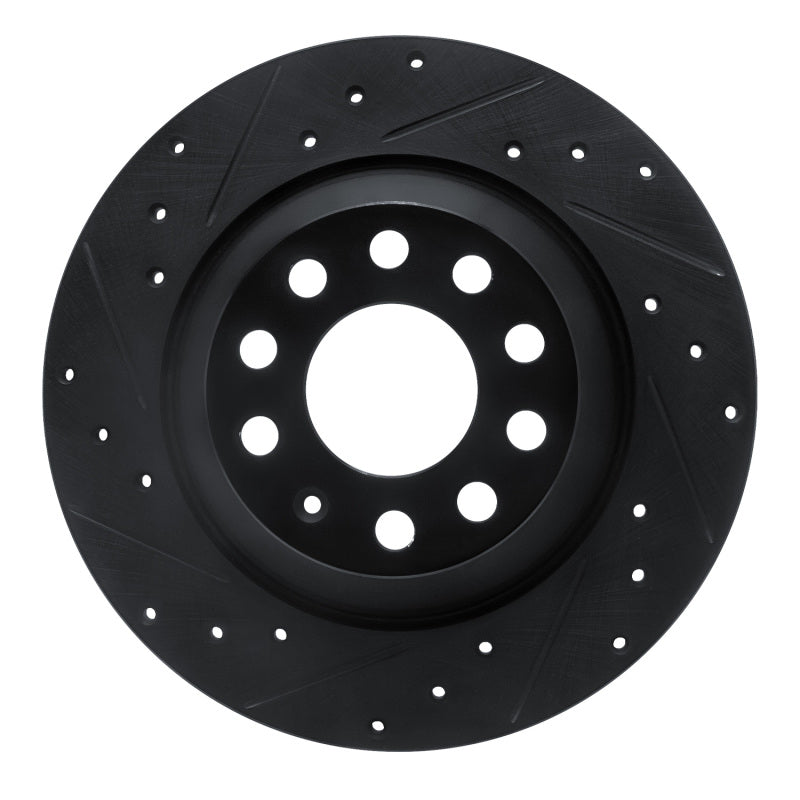 R1 Concepts R1 05-11 Audi A6 Quattro Rear Left Drilled & Slotted Black Brake Rotor