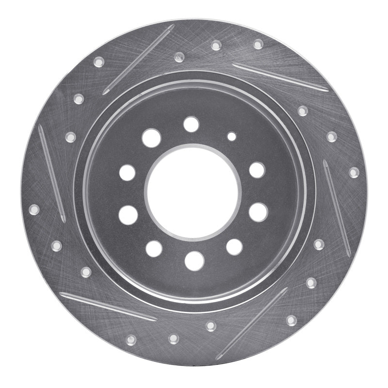 R1 Concepts R1 07-08 Hyundai TIBURON Rear Right Drilled & Slotted Silver Brake Rotor