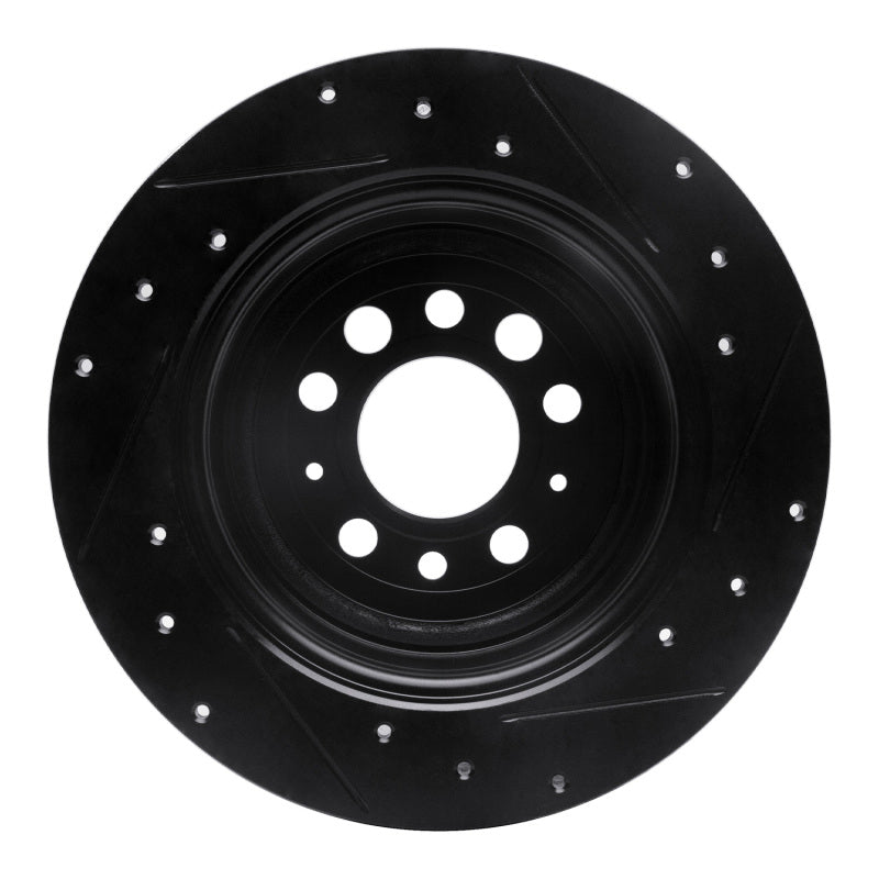 R1 Concepts R1 67-74 Volvo 142 Rear Left Drilled & Slotted Black Brake Rotor