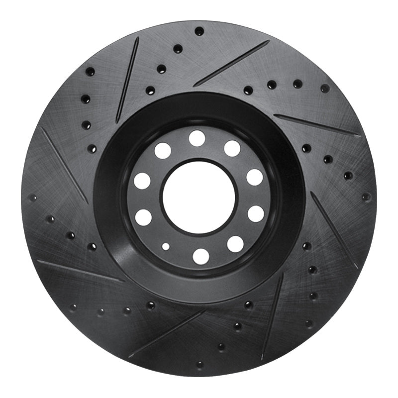 R1 Concepts R1 98-09 Audi A6 (Mexico) Front Right Drilled & Slotted Black Brake Rotor