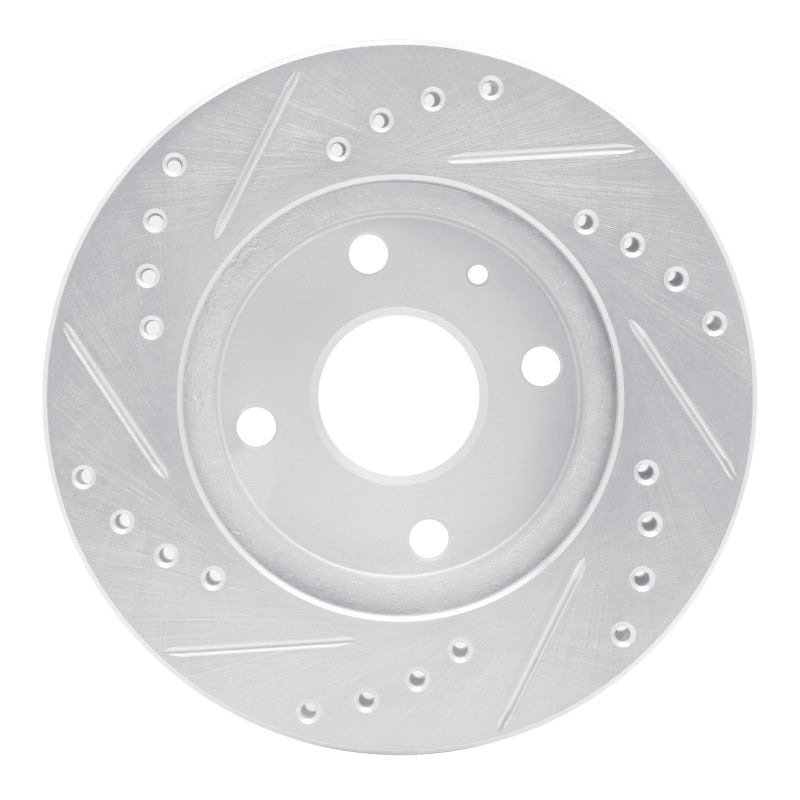 R1 Concepts R1 90-01 Ford Escort Front Right Drilled & Slotted Silver Brake Rotor