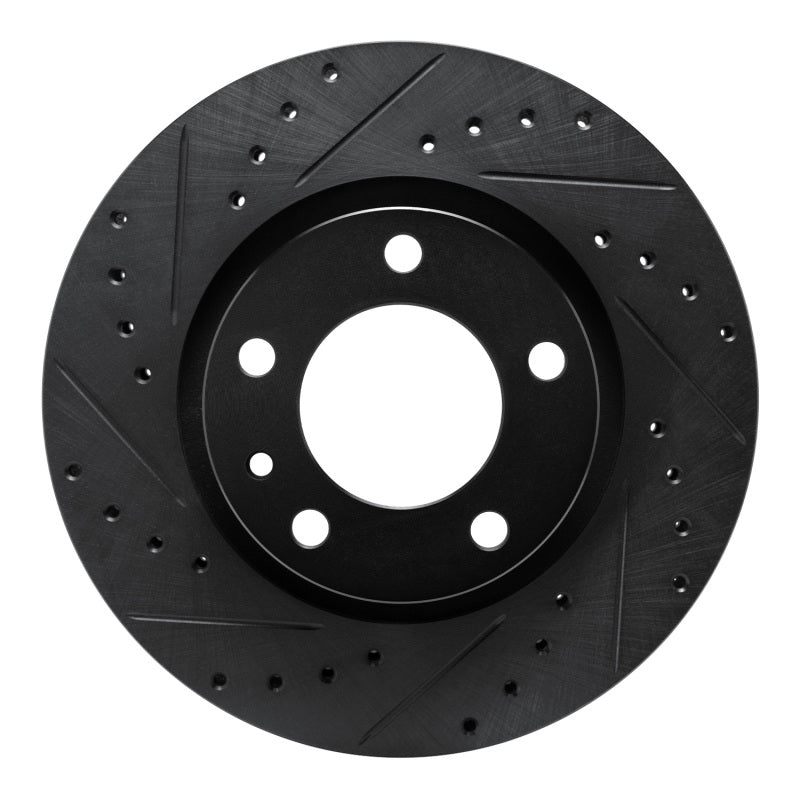R1 Concepts R1 87-88 BMW M5 Front Left Drilled & Slotted Black Brake Rotor