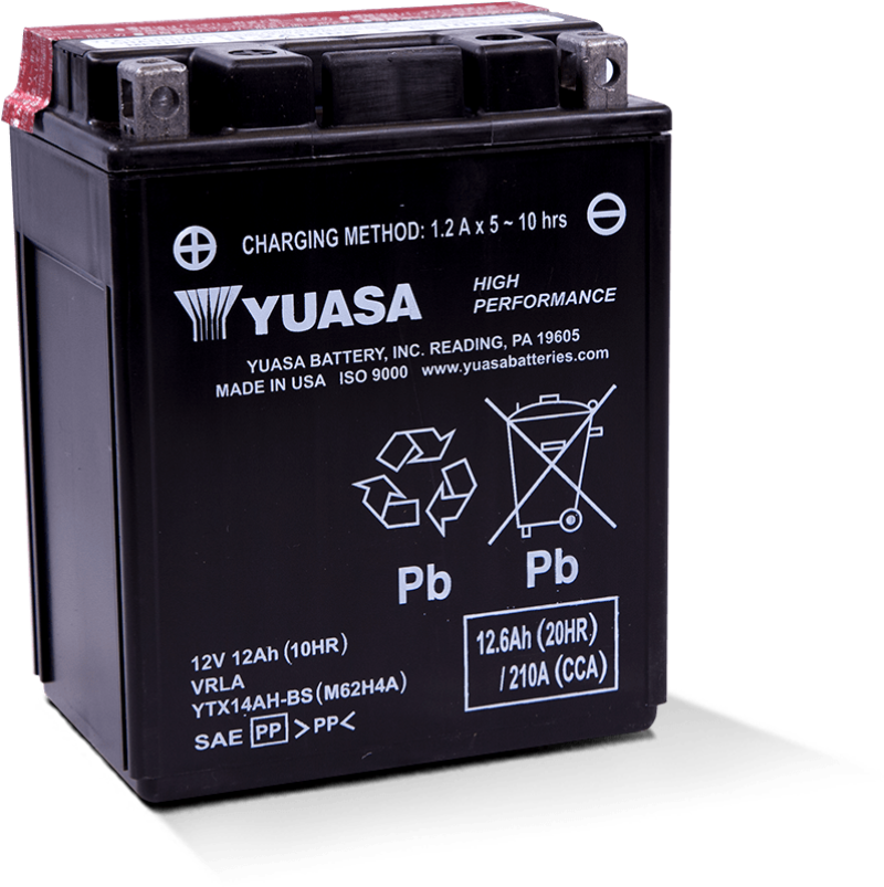 Yuasa Battery Yuasa YTX14AH-BS High Performance AGM 12-Volt Battery w/Bottle