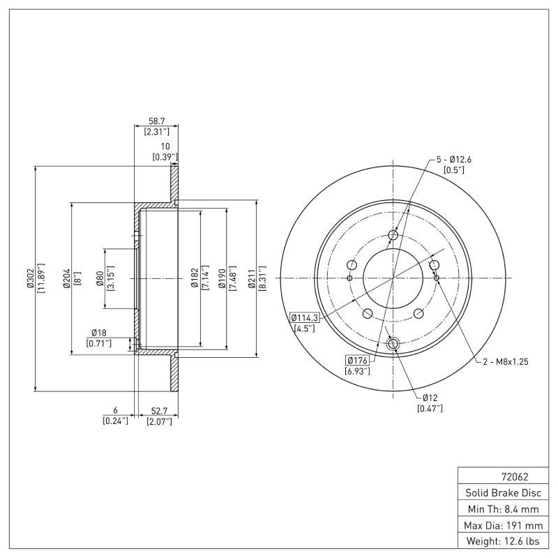 DFC 07-15 Mitsubishi Lancer Rear Brake Rotor