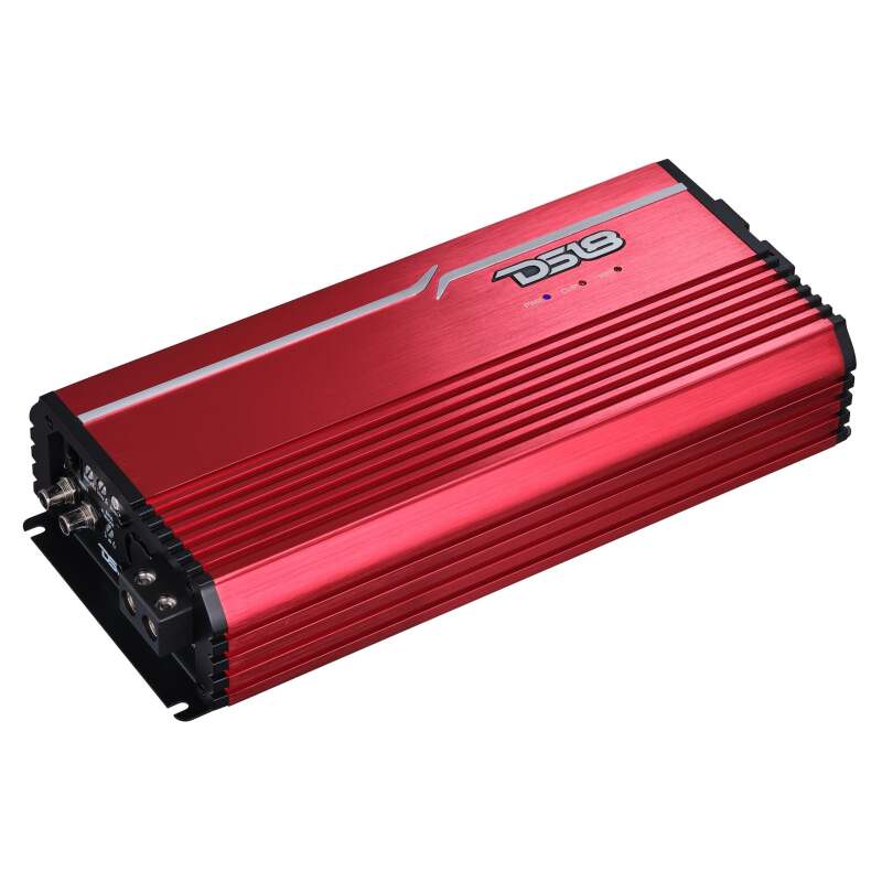 DS18 1-Channel Amp Class D Full-Range Monoblock 5000 Watts RMS/1ohm DPIV1/0 Terminals Included Red