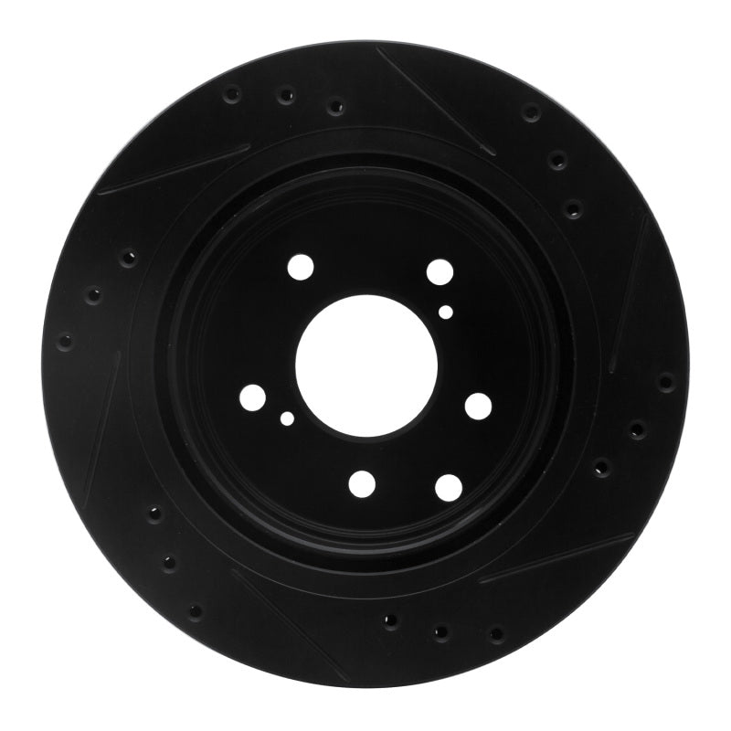 R1 Concepts R1 89-96 Nissan 300ZX Rear Left Drilled & Slotted Black Brake Rotor