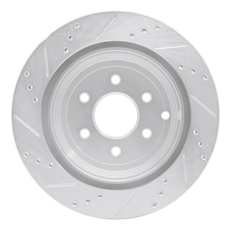 R1 Concepts R1 05-12 Nissan Pathfinder Rear Right Drilled & Slotted Silver Brake Rotor