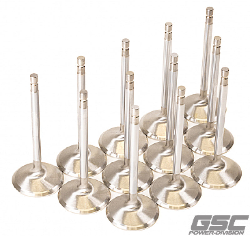 GSC Power Division GSC P-D Nissan VR38DETT 38.15mm Head +1mm OS 94.95mm Long Flat Face Intake Valve - Set of 12