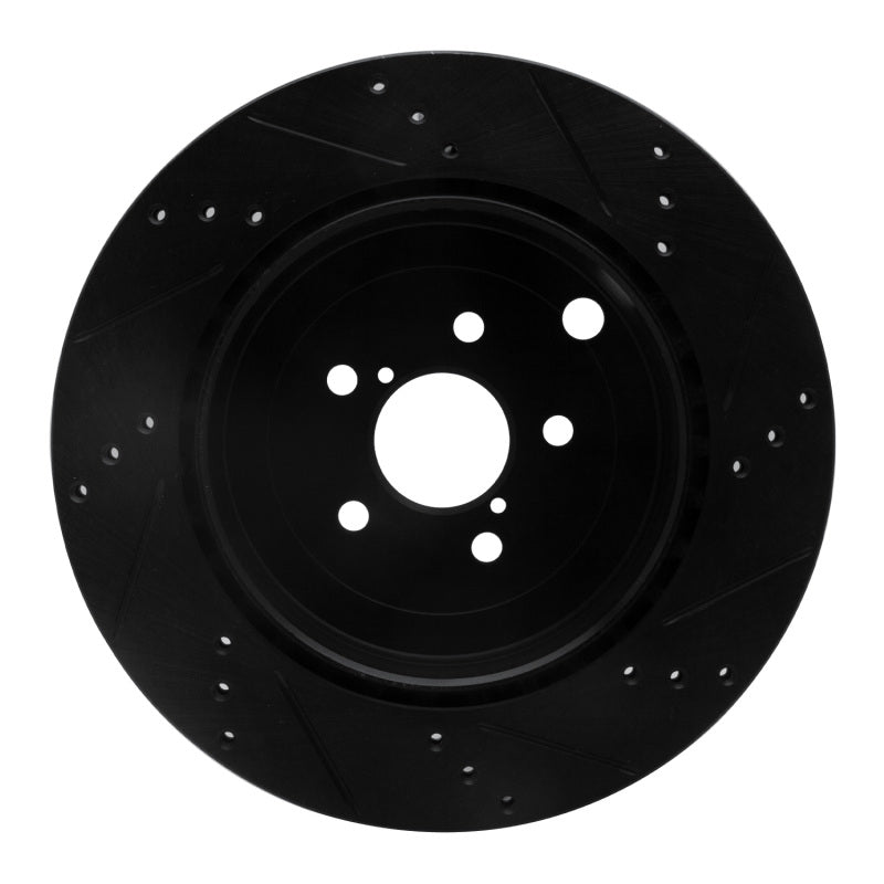 R1 Concepts R1 17-25 Subaru BRZ Rear Left Drilled & Slotted Black Brake Rotor