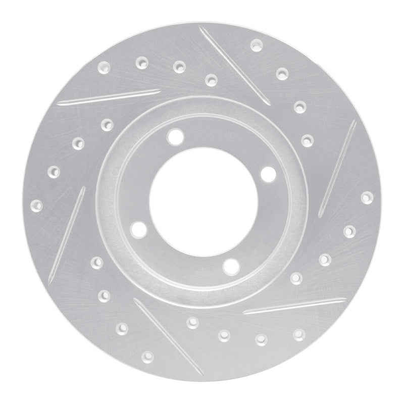 R1 Concepts R1 81-82 Toyota Cressida Front Left Drilled & Slotted Silver Brake Rotor