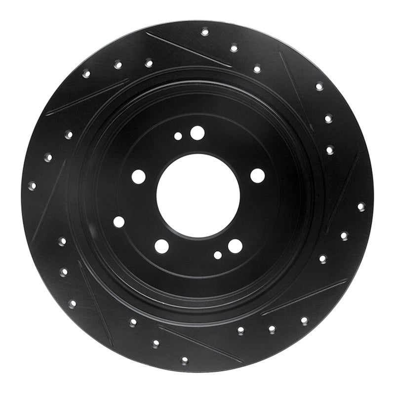 R1 Concepts R1 16-22 Hyundai Tucson Rear Left Drilled & Slotted Black Brake Rotor