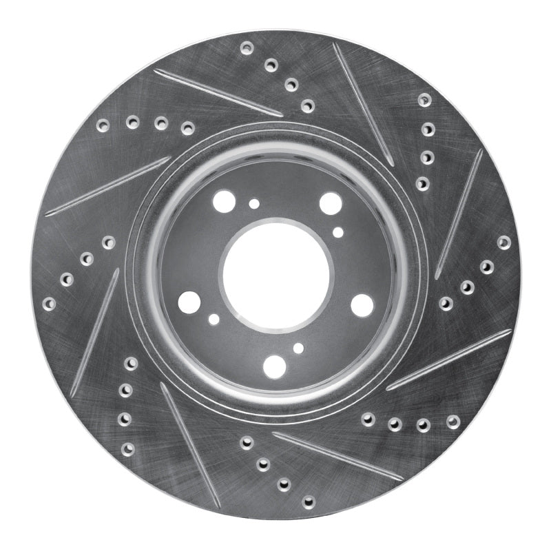 R1 Concepts R1 14-20 Acura RLX Front Left Drilled & Slotted Silver Brake Rotor