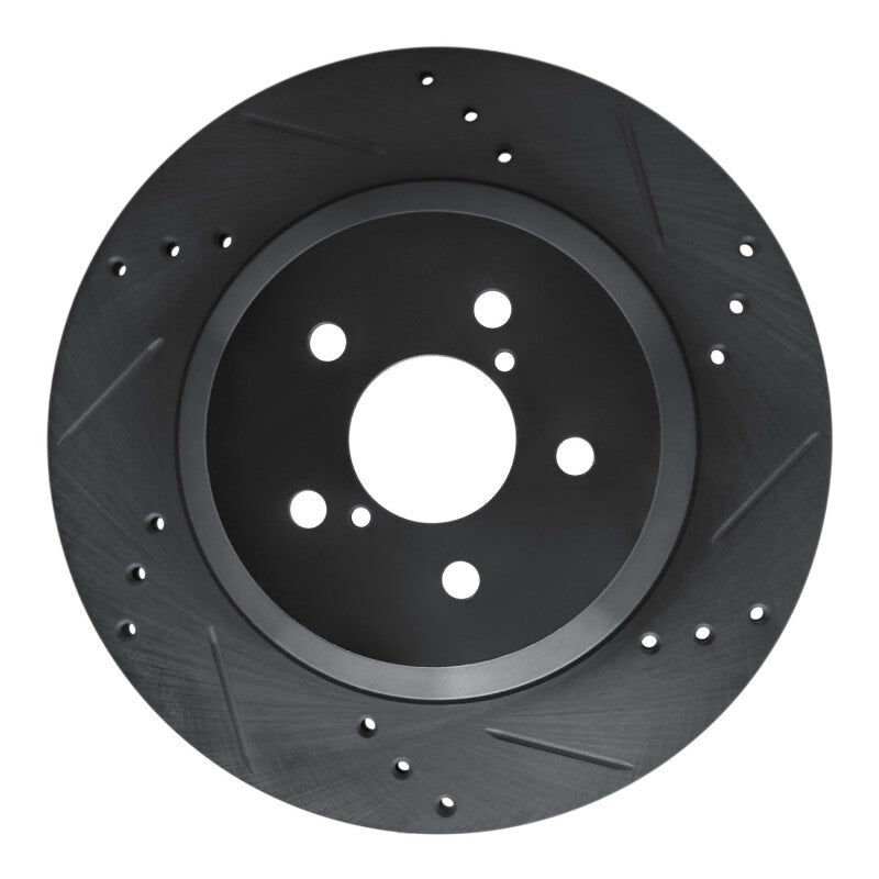 R1 Concepts R1 -23 Subaru Crosstrek Rear Right Drilled & Slotted Black Brake Rotor