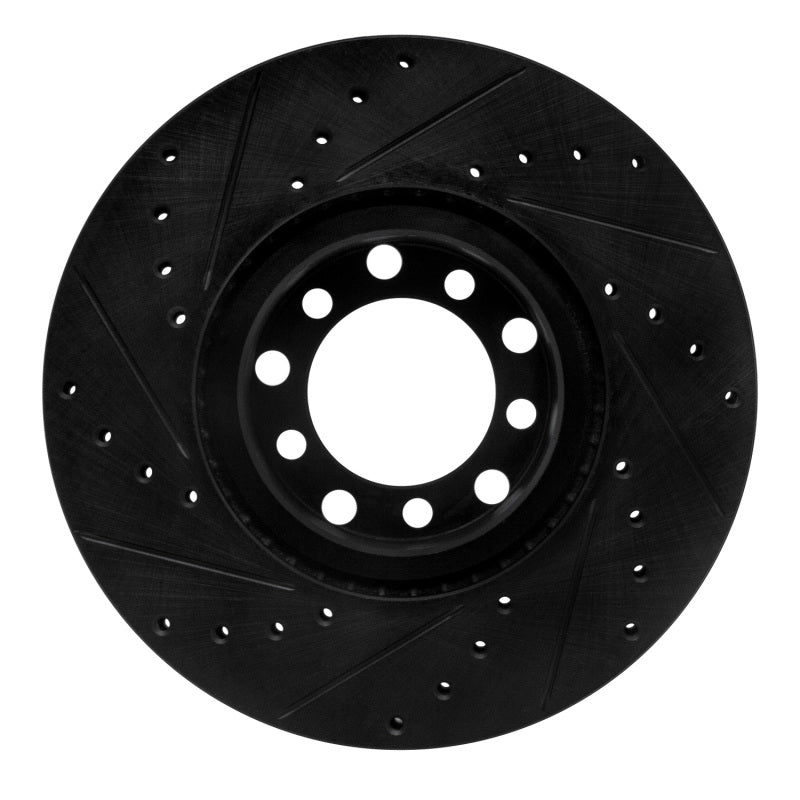 R1 Concepts R1 82-85 Mercedes-Benz 500SEC Front Right Drilled & Slotted Black Brake Rotor