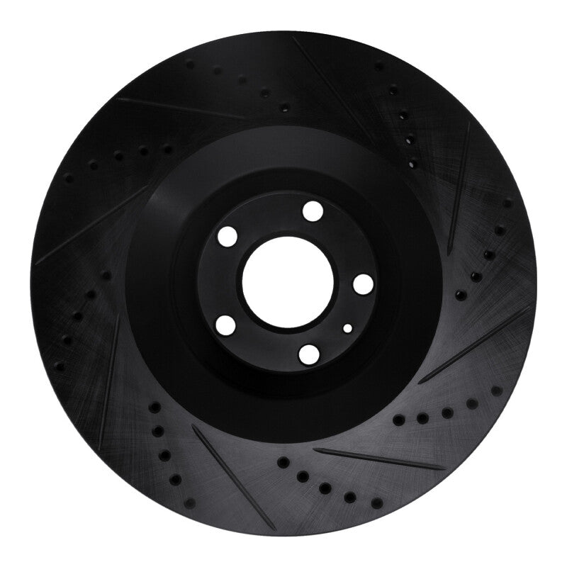 R1 Concepts R1 05-11 Audi A6 Quattro Front Left Drilled & Slotted Black Brake Rotor