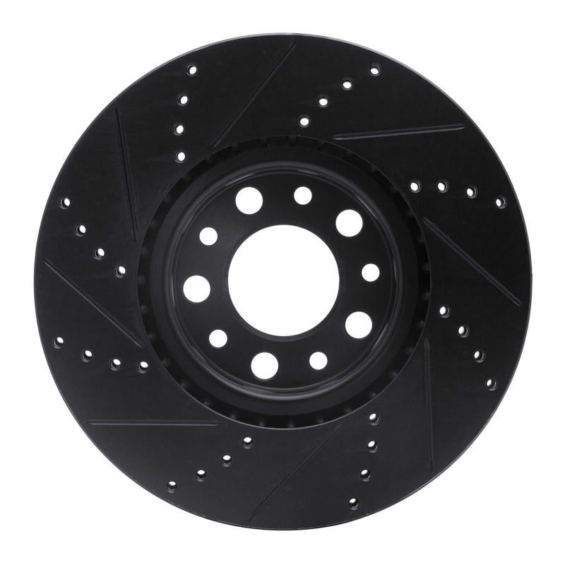 R1 Concepts R1 2013-2023 Chrysler 200 Front Right Drilled & Slotted Black Brake Rotor