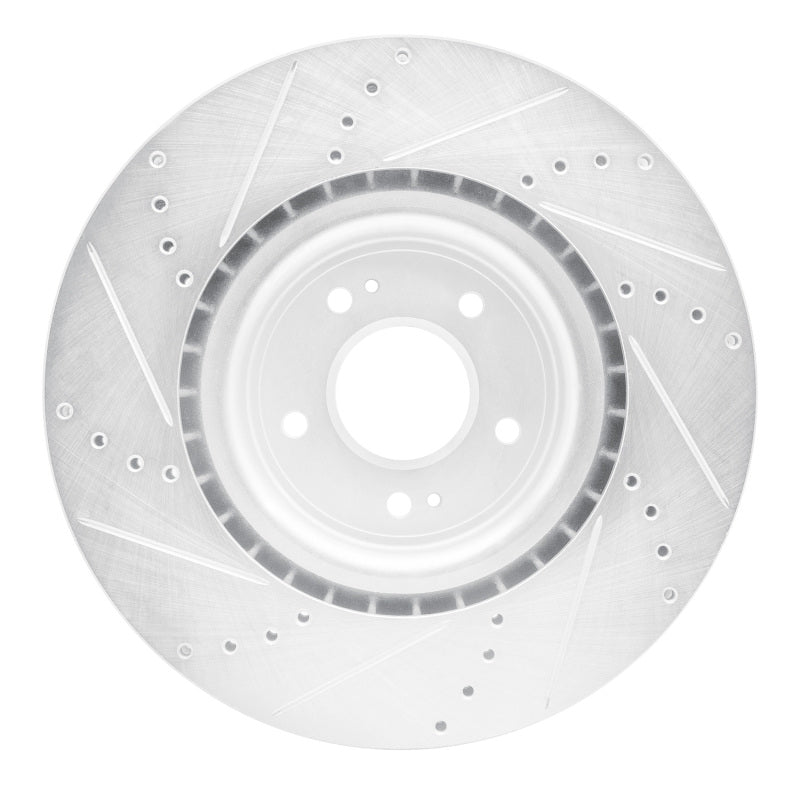 R1 Concepts R1 08-15 Mitsubishi Lancer Front Right Drilled & Slotted Silver Brake Rotor