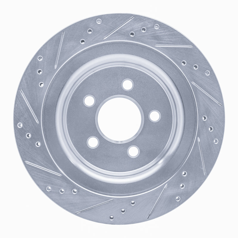 R1 Concepts R1 15-23 Ford Mustang Rear Right Drilled & Slotted Silver Brake Rotor