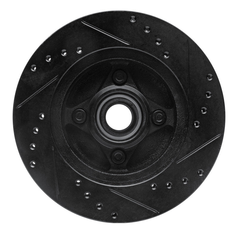 R1 Concepts R1 87-93 Ford Mustang Front Left Drilled & Slotted Black Brake Rotor