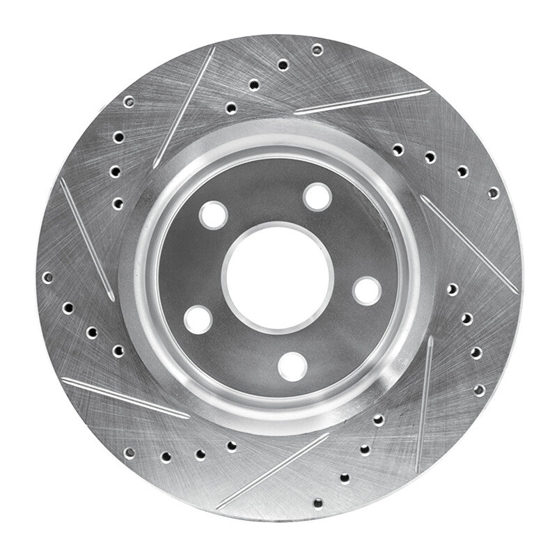 R1 Concepts R1 05-10 Jeep Grand Cherokee Front Right Drilled & Slotted Silver Brake Rotor